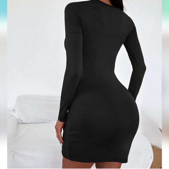 CUT Out Ruched Bodycon Dress Shein Size Large - Picture 5 of 8